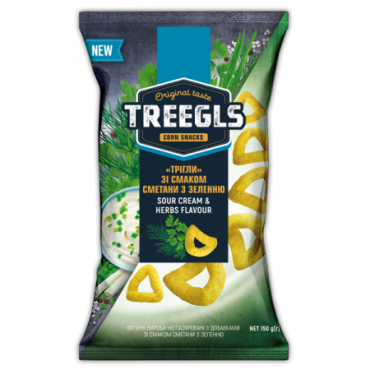 Kukurūzų lazdelės TM"Treegels"grietinė su žalumynais 150g(1*14)